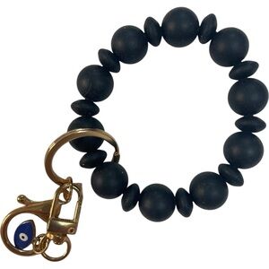 Charm Keychain Bead Bracelet Black